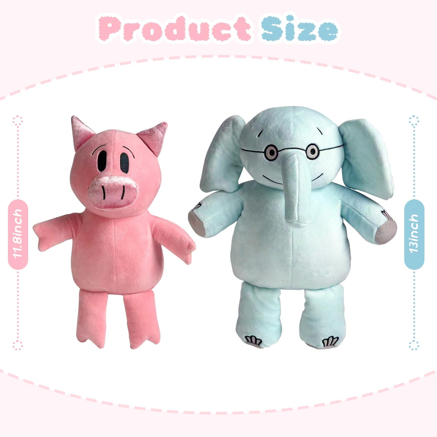 NUWDYSNN Elephant and Piggie Picture Book Plush Toy Stuffed Elephant Plush Toy Set of 2 (Elephant 33cm, Piggy 230cm