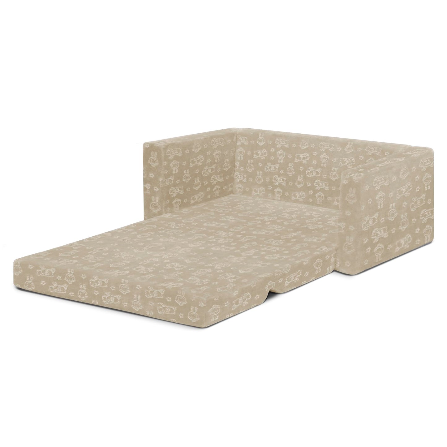 Delta Children - Serta Perfect Sleeper Kids 2-Seater Sofa, Convertible 2-in-1 Flip Open Toddler Couch Sleeper, Foam Chair for Playroom & Bedroom, Bed Lounger, Comfy Play Sleeping Lounge Chair, Cream