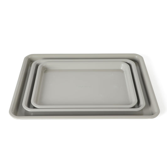Calphalon Legacy Cookie Sheet Set, 3-Piece Nonstick Baking Sheets 18 15 13 Inch Cookie Baking Sheet, Metal Baking Sheet, Taupe, PFOA-Free for Even Baking, Oven Safe Cookie Pans for Baking