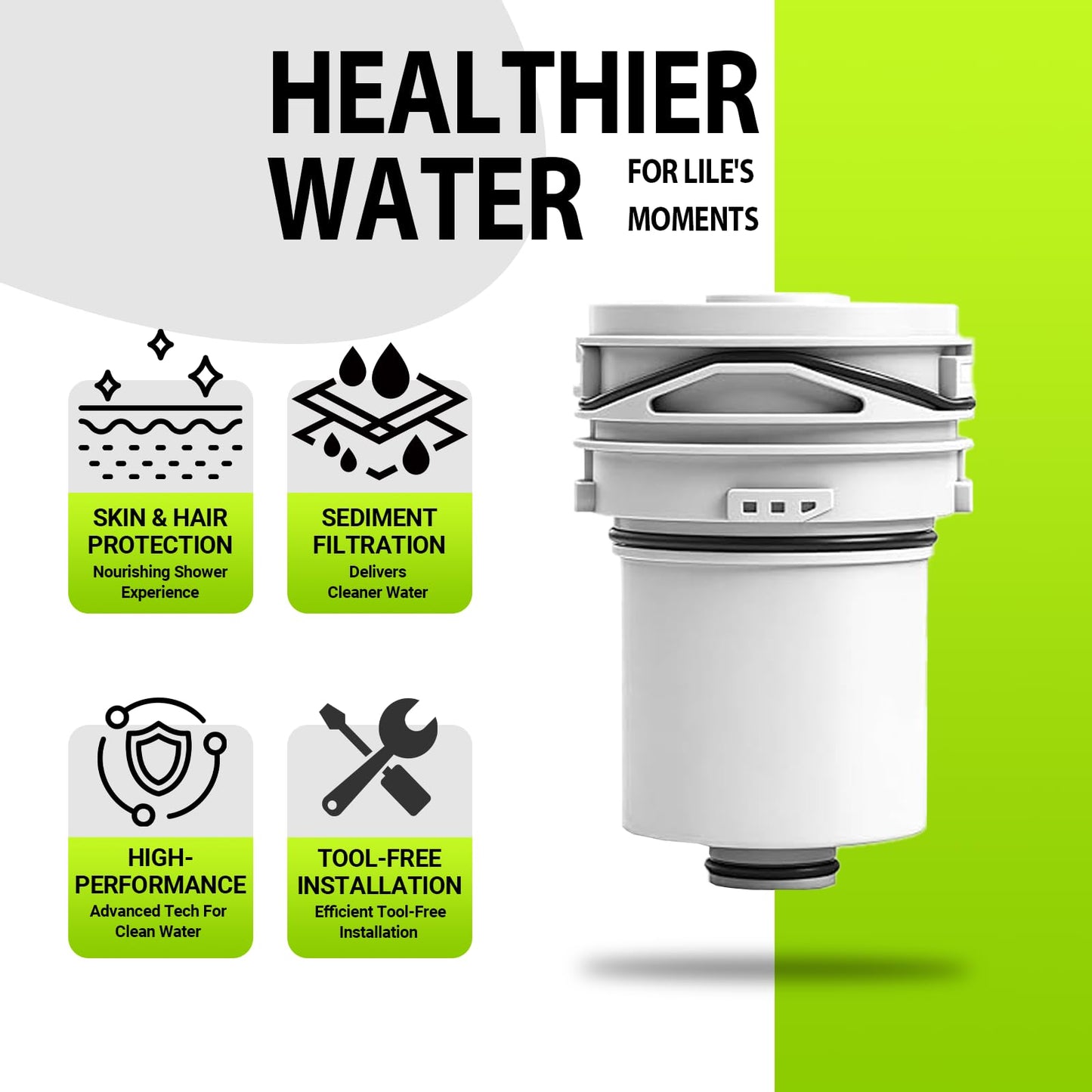 Shower Filter - Replacement Cartridges Compatible with Delta Clarifi, Reduces Dry Skin and Hair Damage (2 Pack)