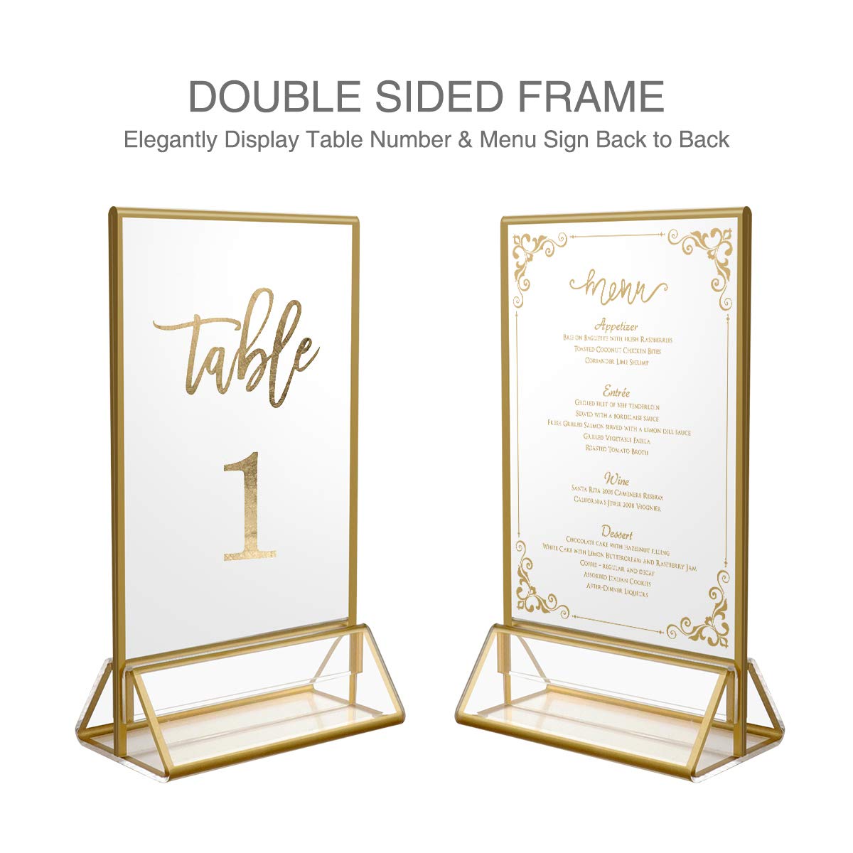 NIUBEE 25Pack 4 x 6 Gold Table Number Holder Clear Frames Sign Holder, Acrylic Double Sided Table Number Stands for Wedding Events