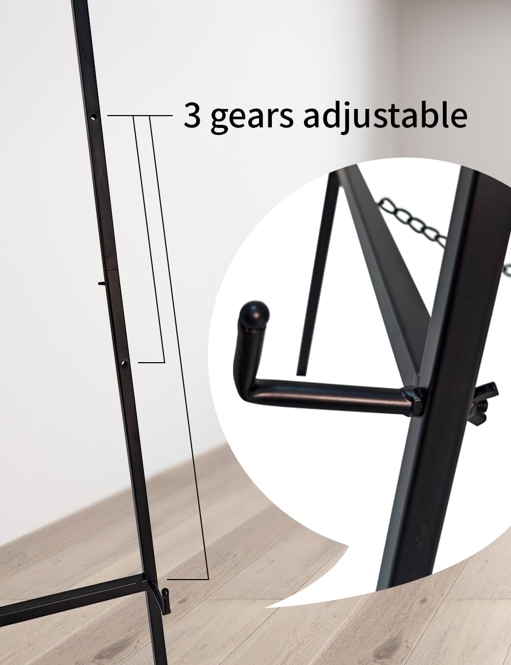 SULIANG Metal Easel Stand with Chain Support for Mirror,Iron Floor Easels for Display Wedding Sign,58 Inch Adjustable Arts & Crafts Easels(Black)