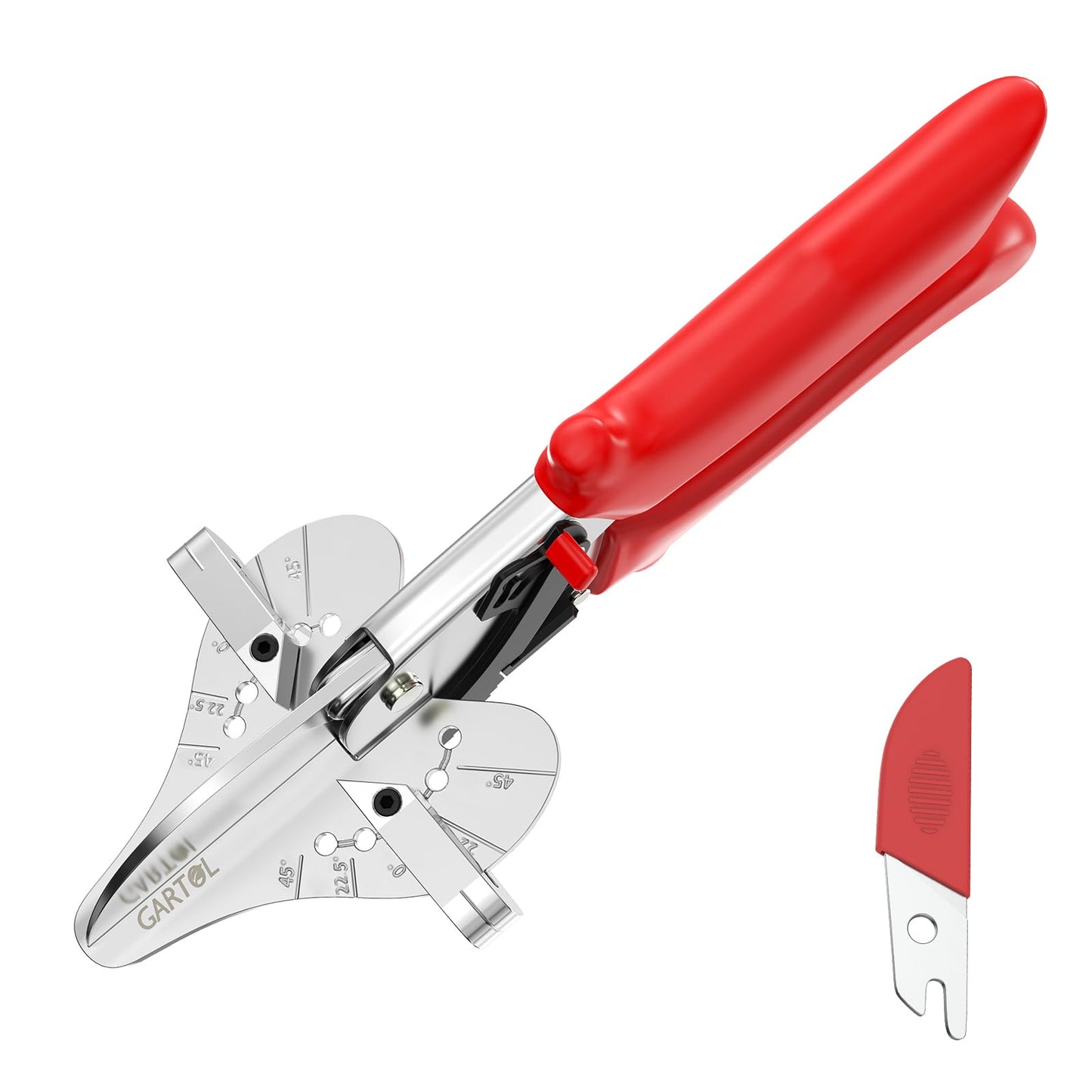 GARTOL Miter Shears 22.5°-135° Adjustable – Precision Angle Cutter for Molding, Shoe Molding, Quarter Round, PVC, Wood Trim, MDF, Heavy-Duty Multi-Angle Cutting Tool with SK5 Steel Blade & Spare Blade