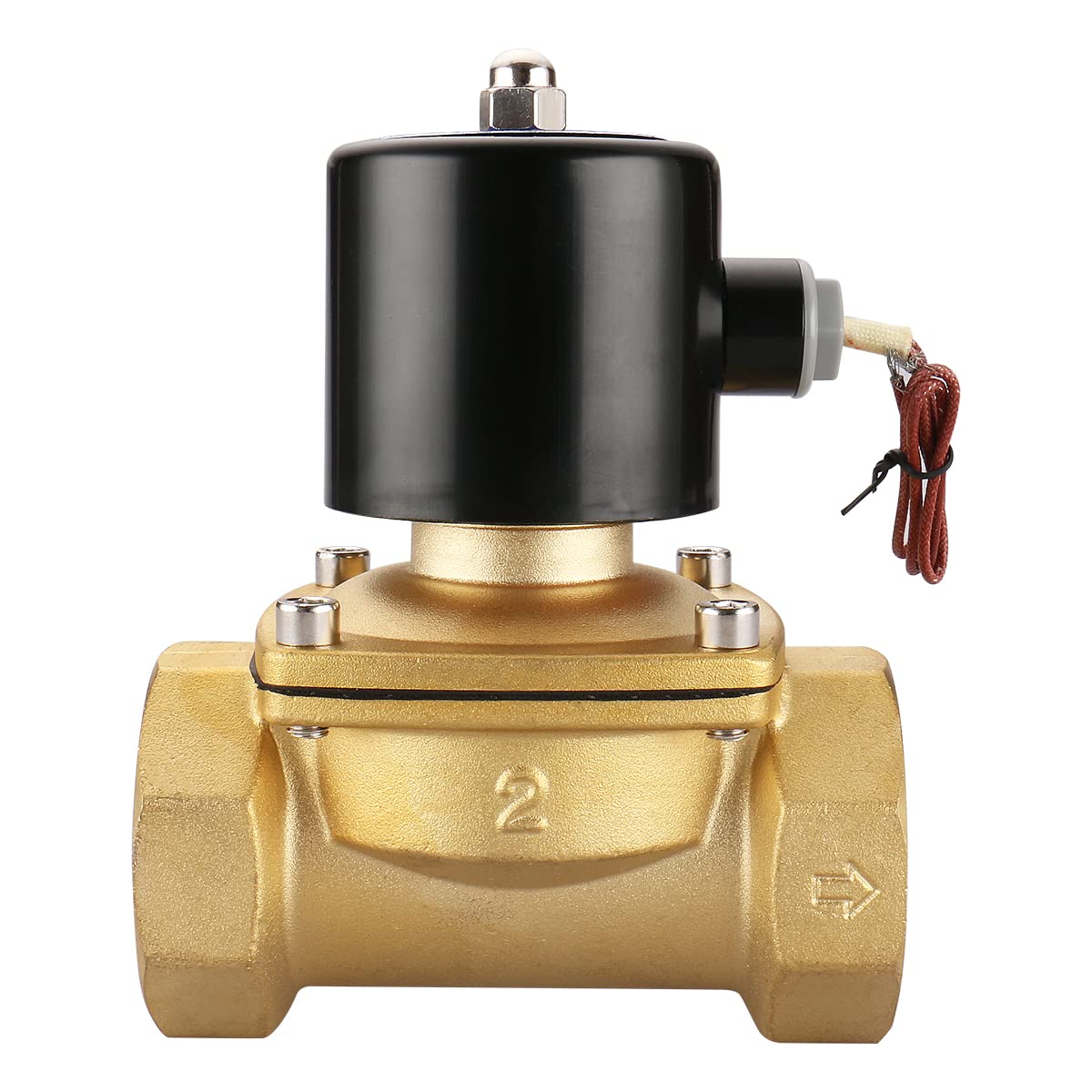 Baomain 2 inch AC 110V Brass Electric Solenoid Valve Water Air NC Valve 2W-500-50