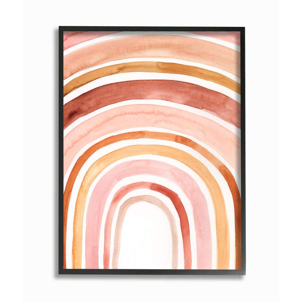 Stupell Industries Warm Red Shades of Abstract Arches Watercolor Painting, Designed by Victoria Borges Wall Art, 24 x 30, Black Framed