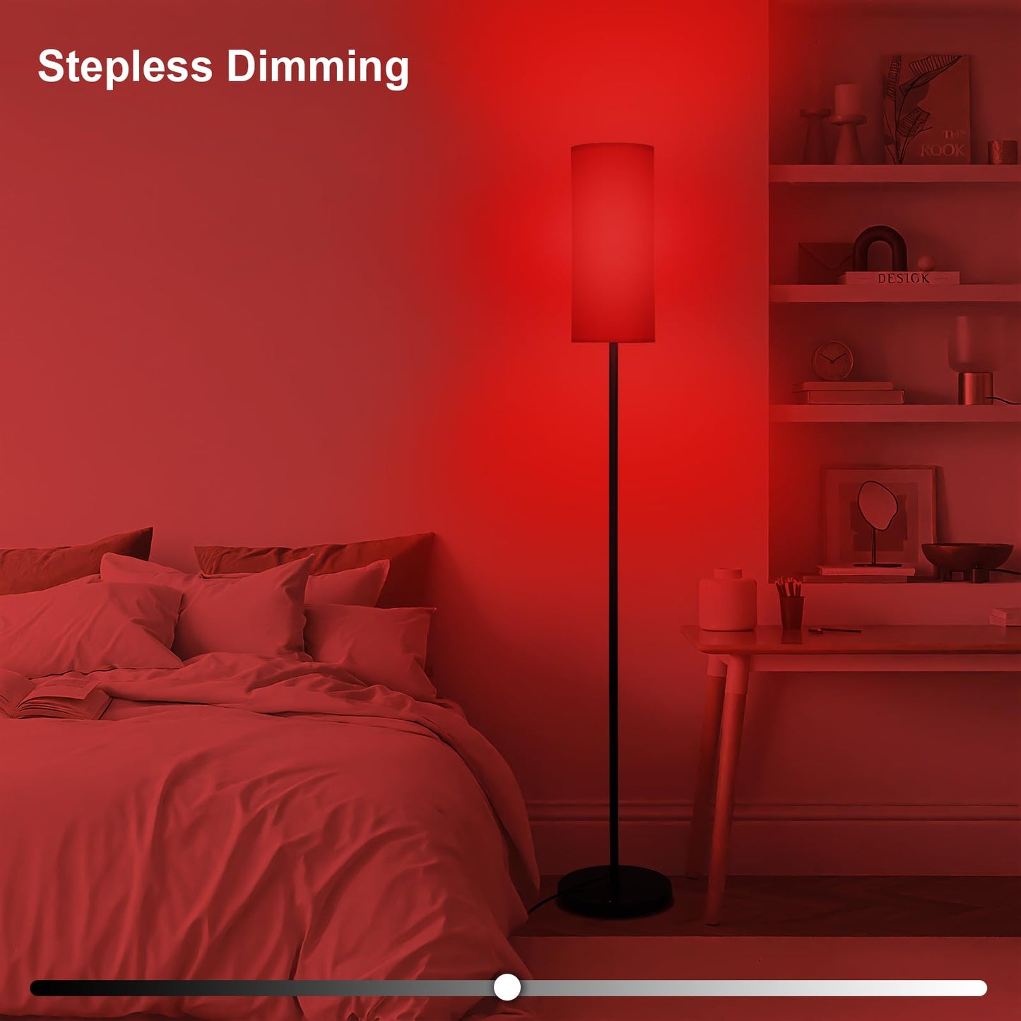 SNVHLQ Floor Lamp with Red Light - 670nm Red Night Light for Sleep, 3CCT LED Standing Lamp with Remote, Dimmable Modern Floor Light with Timer and Memory, Sturdy Iron Base, Linen Shade, for Bedroom
