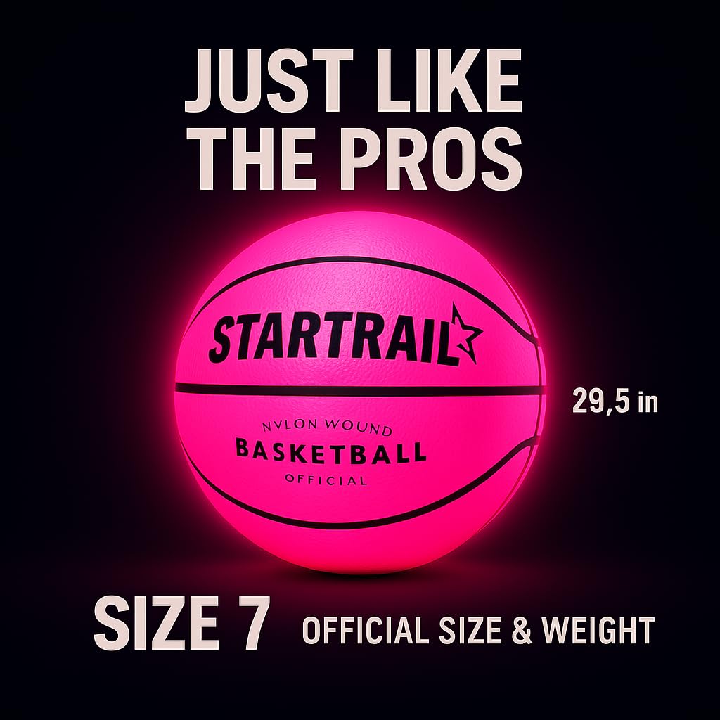Glow in the Dark Basketball - LED Light Up Basketball - Sports Gear Accessories Gift for Girls Age 8-15+ | Extra Battery and 3 Pumps Included | Girls Teen Gift for Ages 8-15+ | Outdoor Sports Gear