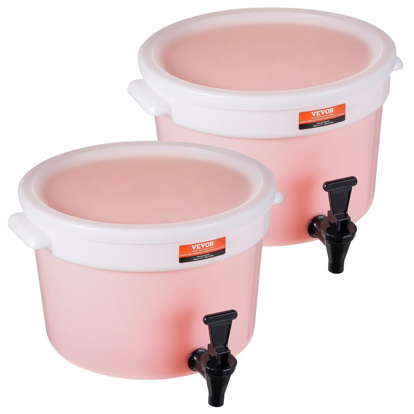 VEVOR Beverage Dispenser, 3 Gallon *2 Drink Dispensers for Parties, Plastic Juice Dispenser with Spigot and Lid, Iced Tea Lemonade Juice Water Dispenser, for Restaurants, Hotels, Parties, 2 Pack
