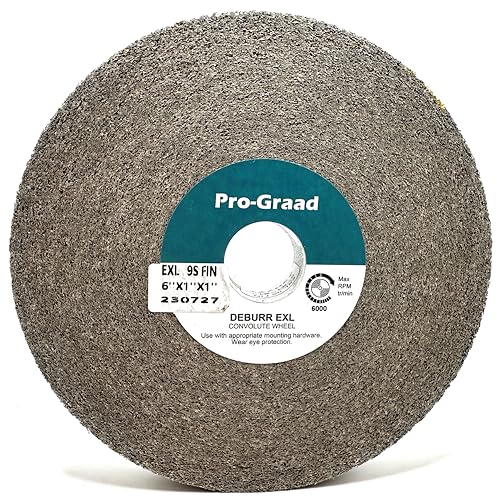 Pro-Graad EXL Deburring Wheel - 6" x 1" x 1" 9S Fine Grit - Silicon Carbide - Metal Deburring, Finishing and Polishing Wheel - Convolute - 05132 - (1 Pack)