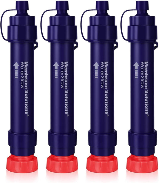 WS02 Water Filter Straw, Detachable 4-Stage 0.1-Micron Portable Water Filter Camping, 5,000L Water Purifier Survival Gear and Equipment for Hiking Camping Travel and Emergency - 4 Pack