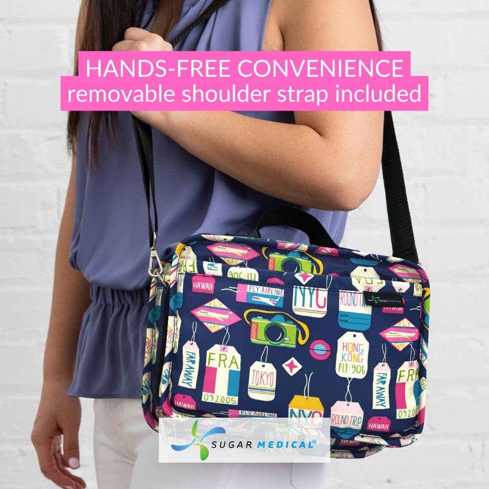 Sugar Medical Insulated Diabetes Travel Bag | Diabetic Care Products | Diabetic Supplies Case | Glucose Meter Case (Vaca All Day)