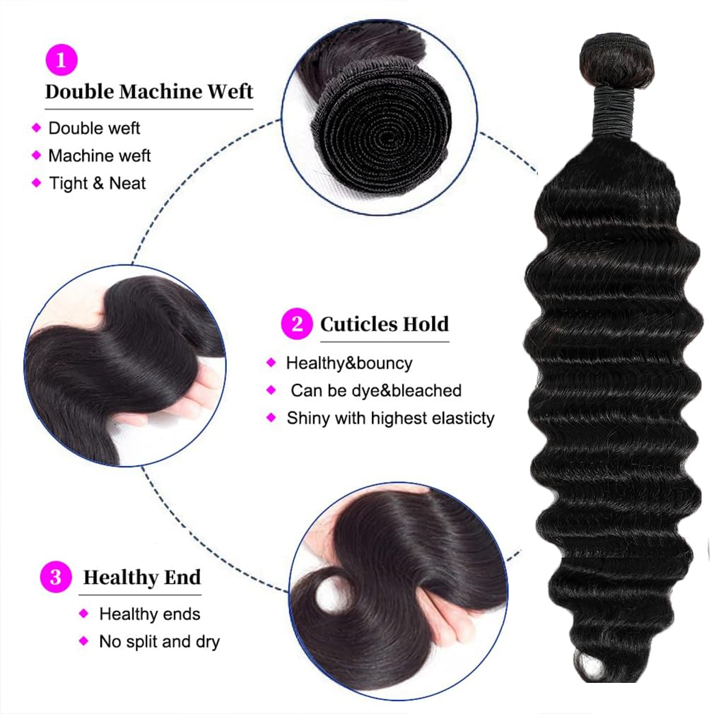 26 Inch Raw Bundles Human Hair 12A Loose Wave Bundles Unprocessed Brazilian Virgin Human Hair Extensions Natura Black Color