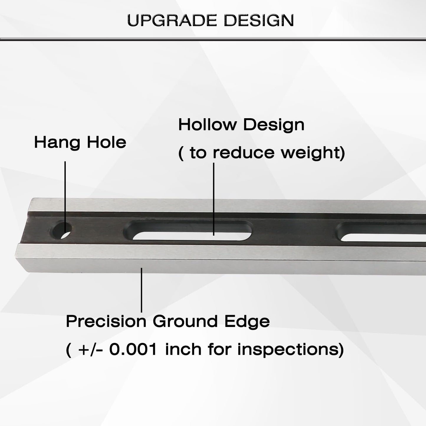 ReluxGo 24 Inch Machinist Precision Steel Straight Edge Tool, Cylinder Head Straight Edge, Straight Edge Machined Flat with Complimentary Feeler Gauges for Checking Cylinder Heads and Engine Blocks