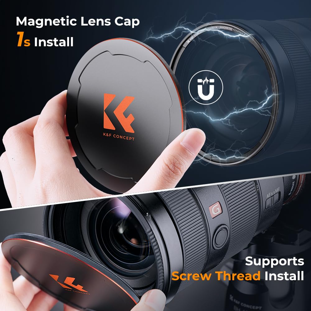 K&F Concept Magnetic 82mm Circular Polarizers Filter (Magnetic Polarizing Filter + Magnetic Basic Ring + Lens Cap) with 28 Multi-Layer Coatings CPL Filter for Camera Lens (Nano-X Series)