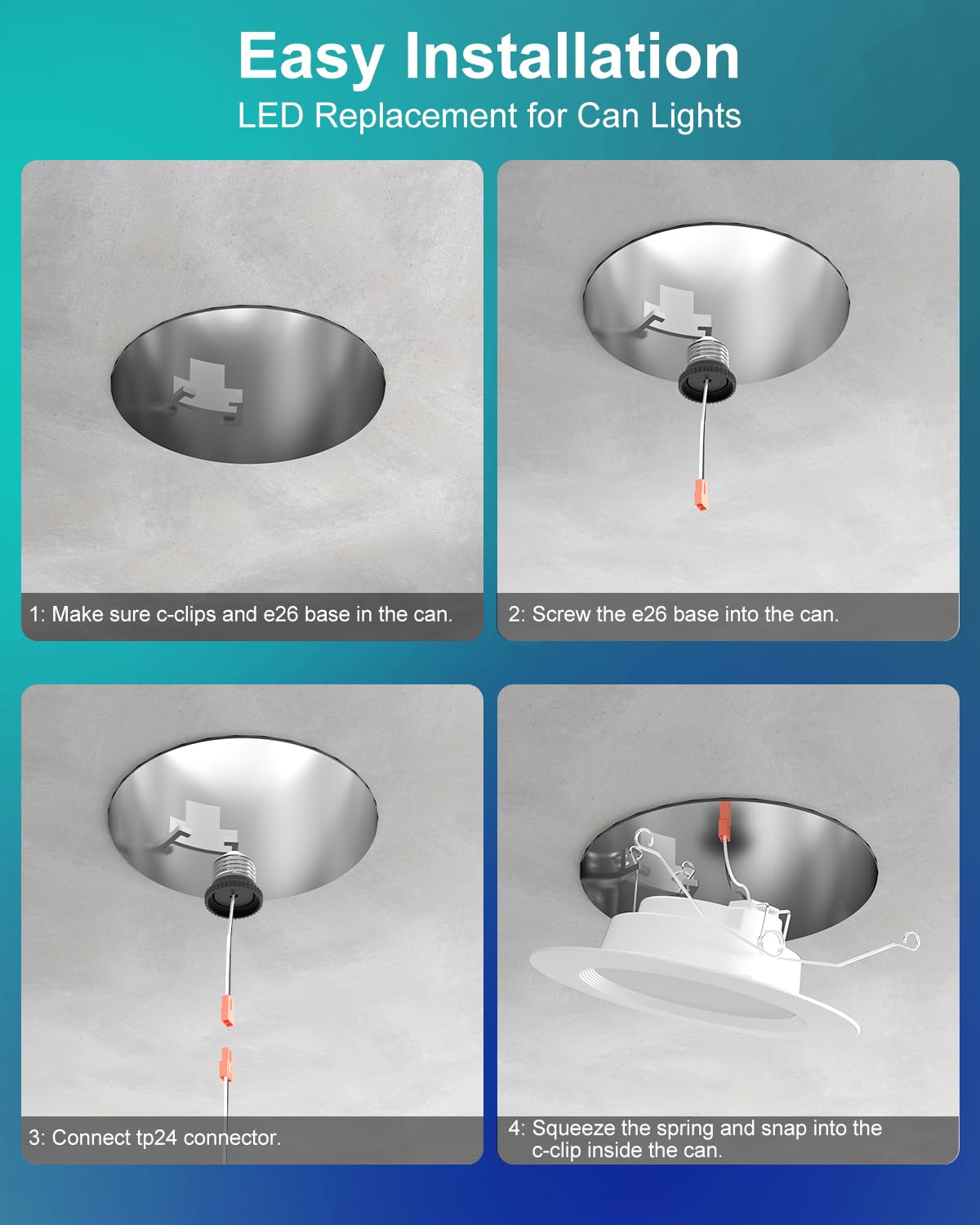 Neliwo LED Recessed Lighting 6 inch/5 inch, Smart RGB Bluetooth Can Lights, 13W 1050LM, Color Changing, Retrofit Led Recessed Light Compatible with Alexa for Bedroom Living Room Kitchen, 6Pack