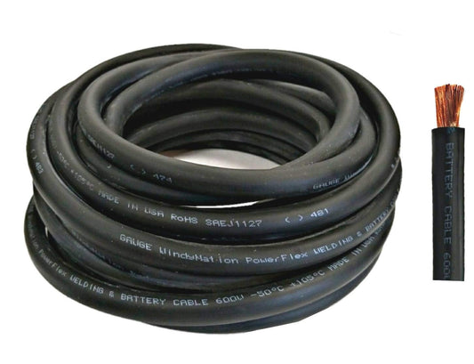WNI 4 Gauge 20 Feet Black 4 AWG Ultra Flexible Welding Battery Copper Cable Wire - Made in The USA - Car, Inverter, RV, Solar
