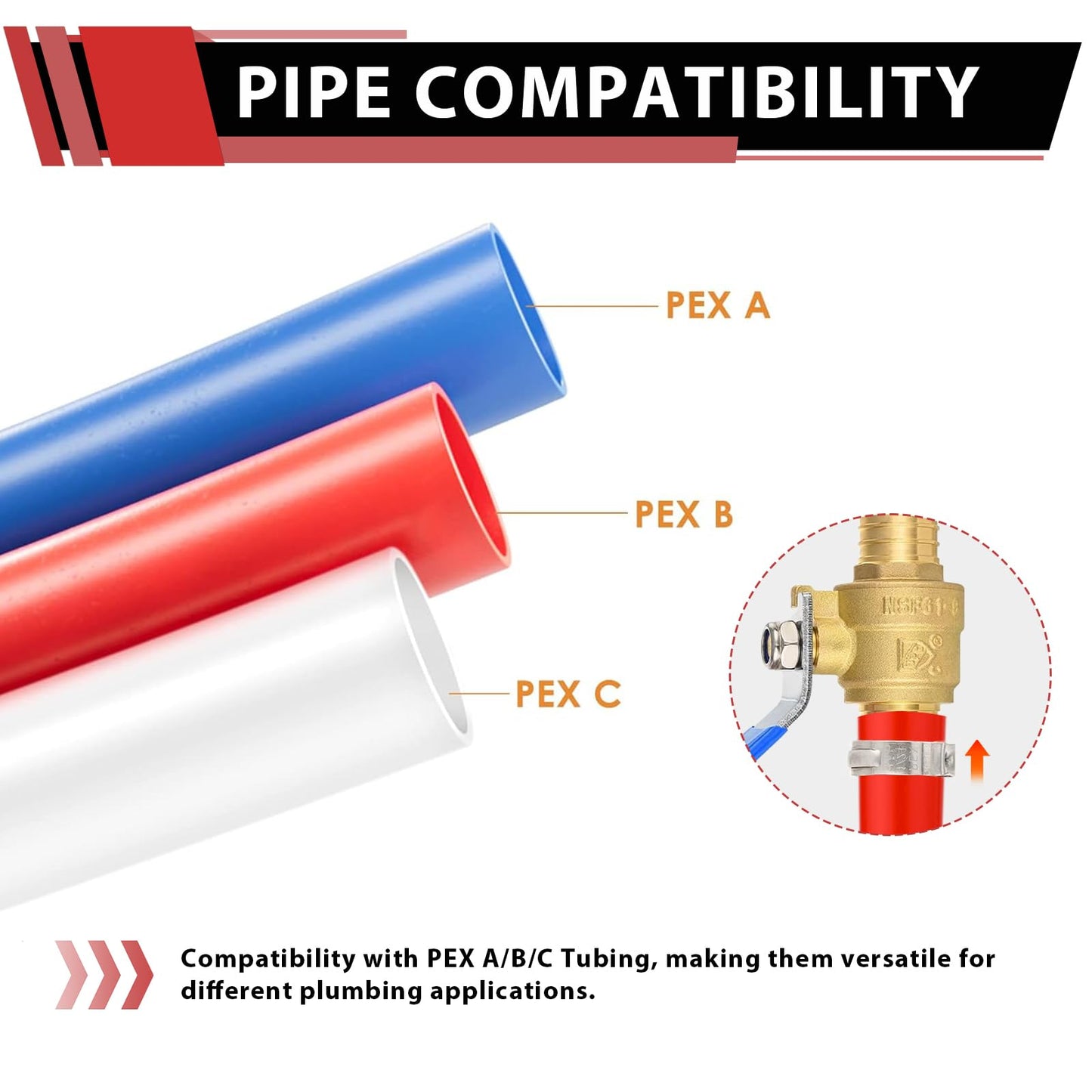 (Pack of 10) EFIELD 3/4 Inch Pex Brass Full Port Shut-off Ball Valve for Hot and Cold Water, UPC Certified,(VALVE013)