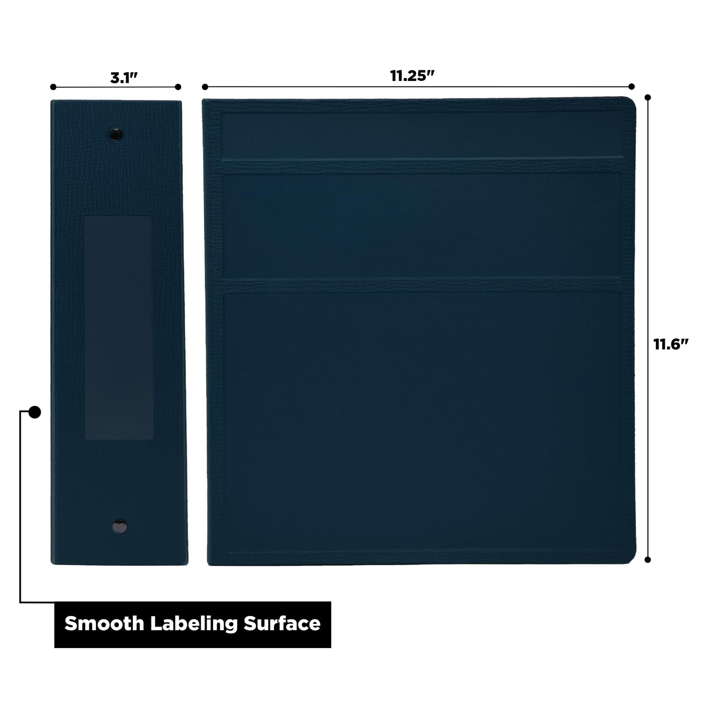 Carstens 3-Inch Heavy Duty 3-Ring Binder - Side Opening, Navy Blue, Durable Plastic, Precision No-Gap Rings, Waterproof Cover, No Pockets, Holds 400 US Letter Sheets, BPA-Free, Made in USA (1749-3R)