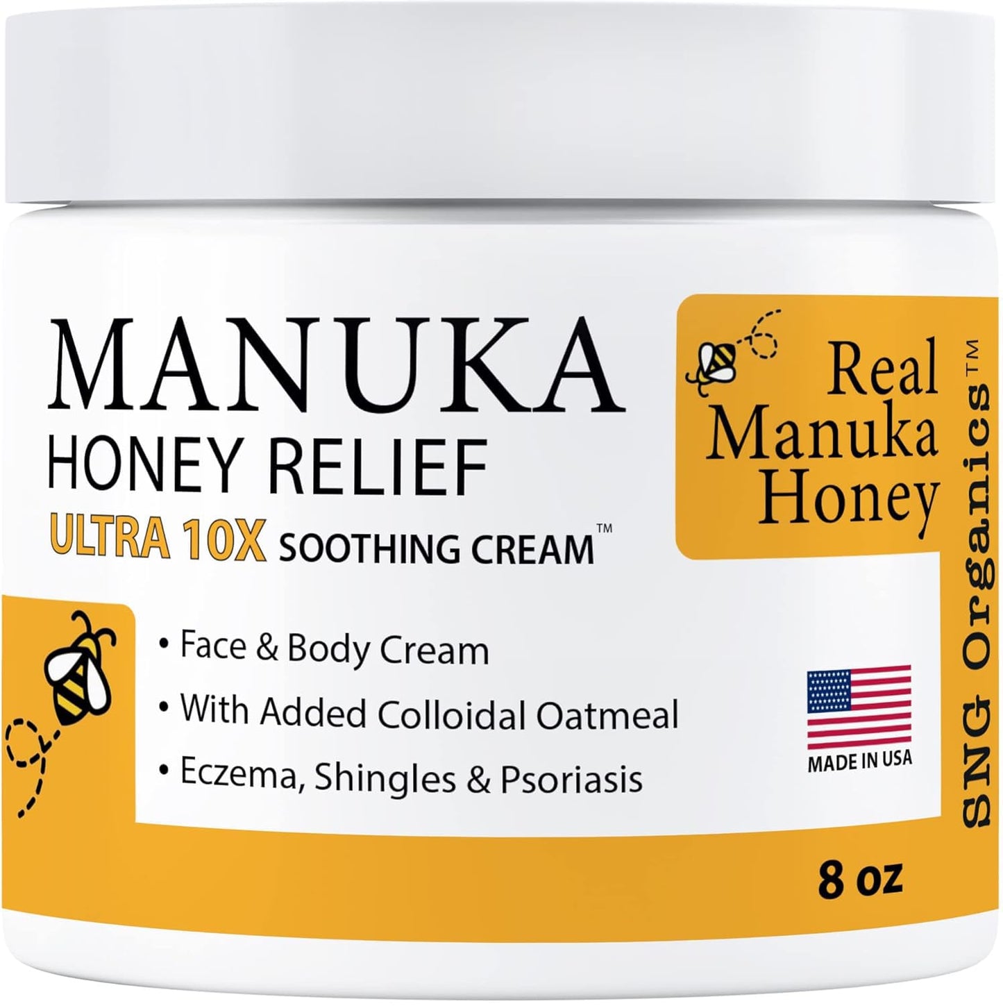 Manuka Honey Eczema Cream (8oz) Moisturizing Lotion Treatment Relief - Itchy, Dry Skin Healing Ointment - Skin-Soothing Moisturizer For Kids, Adults, Baby Body Mousse Honey Creme Eczema, Psoriasis
