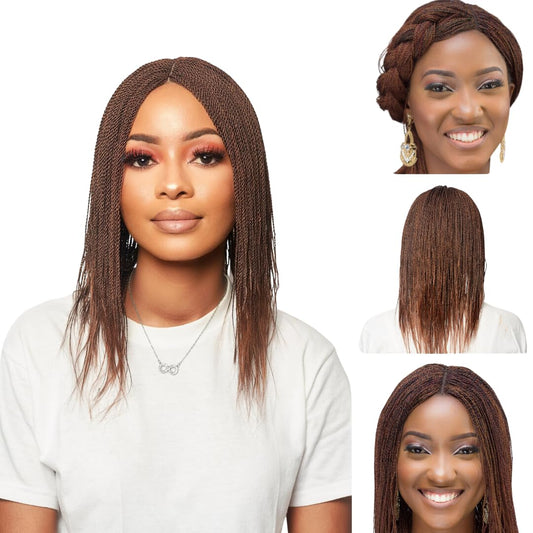WOW BRAIDS Twisted Wigs, Micro Million Twist Wig - Color 30/33 Mix - 12 Inches. Synthetic Hand Braided Wigs for Black Women.
