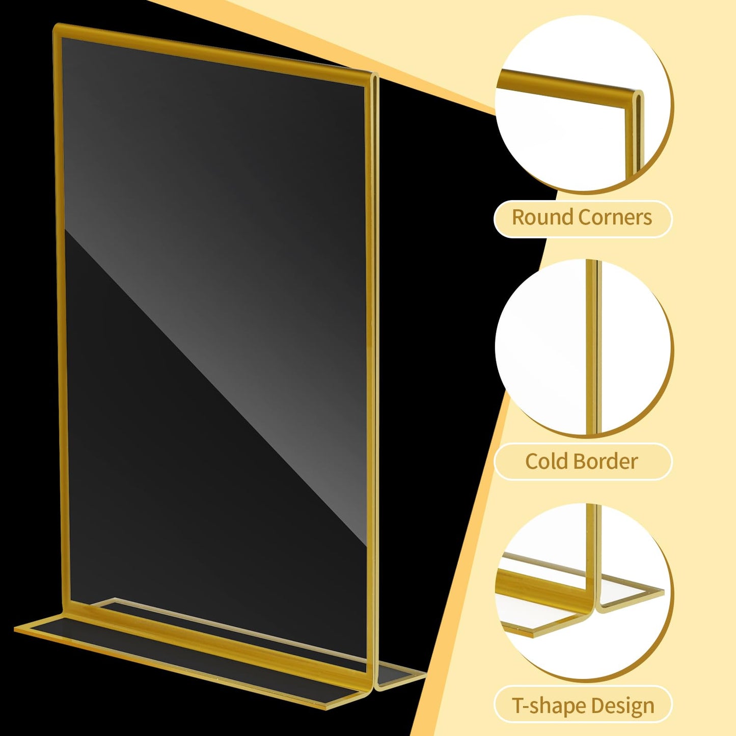 Tcevily 30 Pcs Gold Acrylic Sign Holder 4 x 6 Inch, Gold Picture Frames Double Sided Clear Wedding Table Number Holders for Wedding Restaurant Office Home Store Numbers Signs ﻿ (4 x 6 inch)