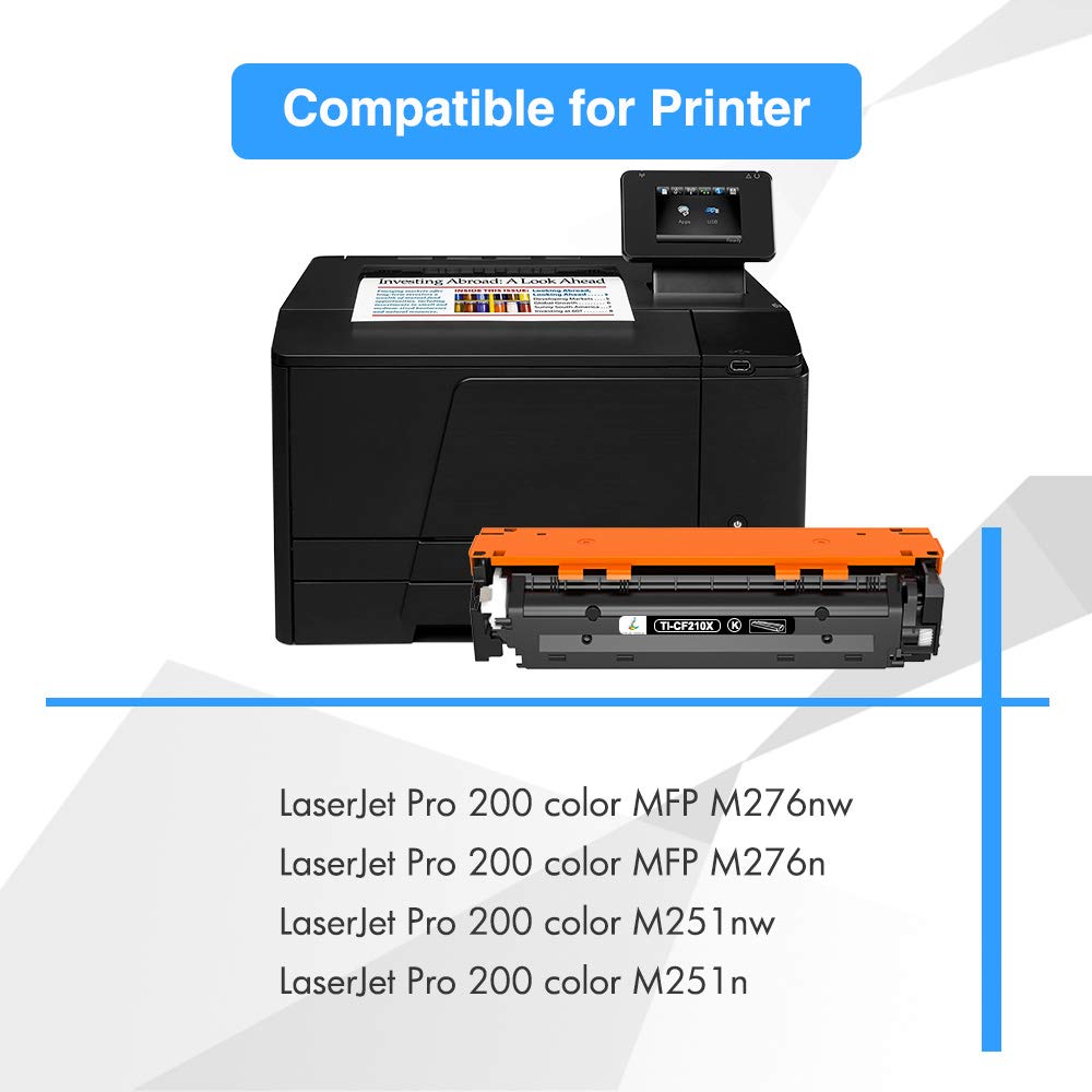 TRUE IMAGE Compatible Toner Cartridge Replacement for HP 131X 131A M276nw CF210X for HP Laserjet Pro 200 Color MFP M276nw M251nw M276n M251n Printer Ink (Black Cyan Yellow Magenta, 4-Pack)