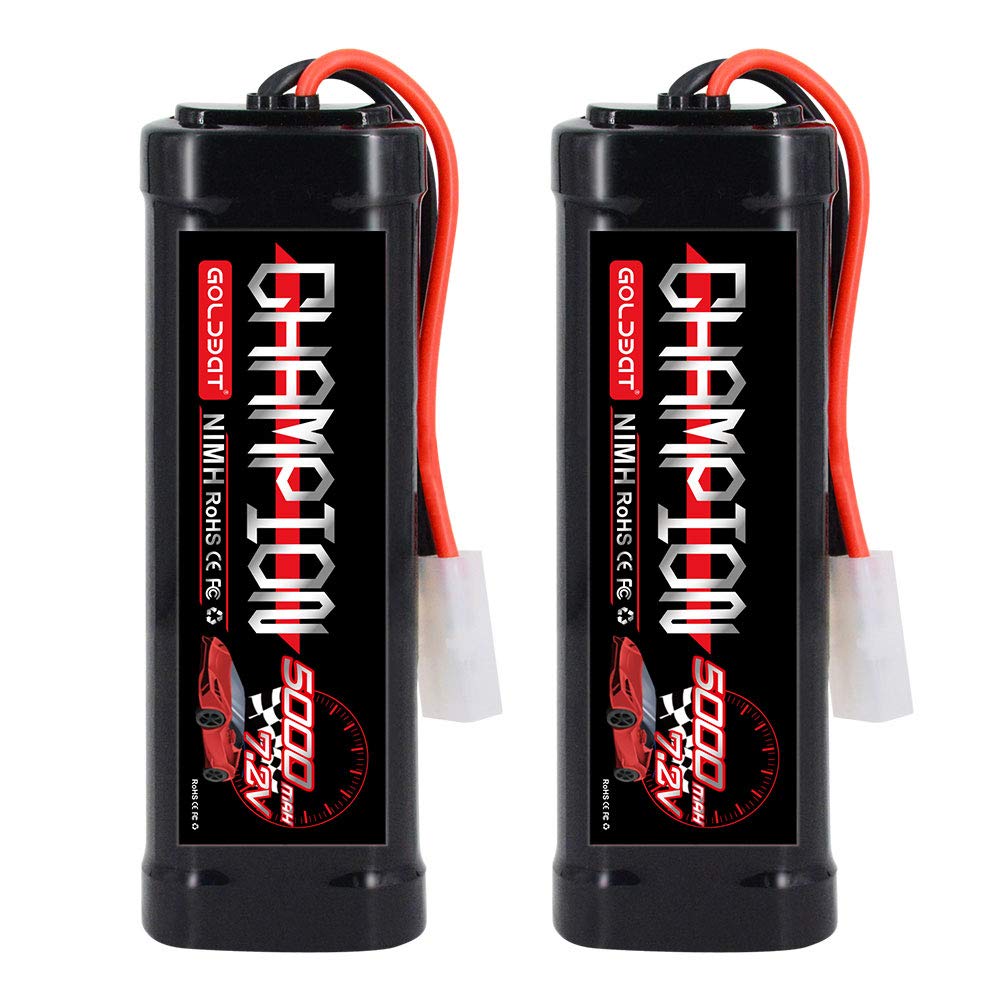 GOLDBAT 5000mAh 7.2V NiMH Battery with Tamiya Connector for RC Car RC Truck LOSI Associated HPI Kyosho Tamiya Hobby (2 Pack)