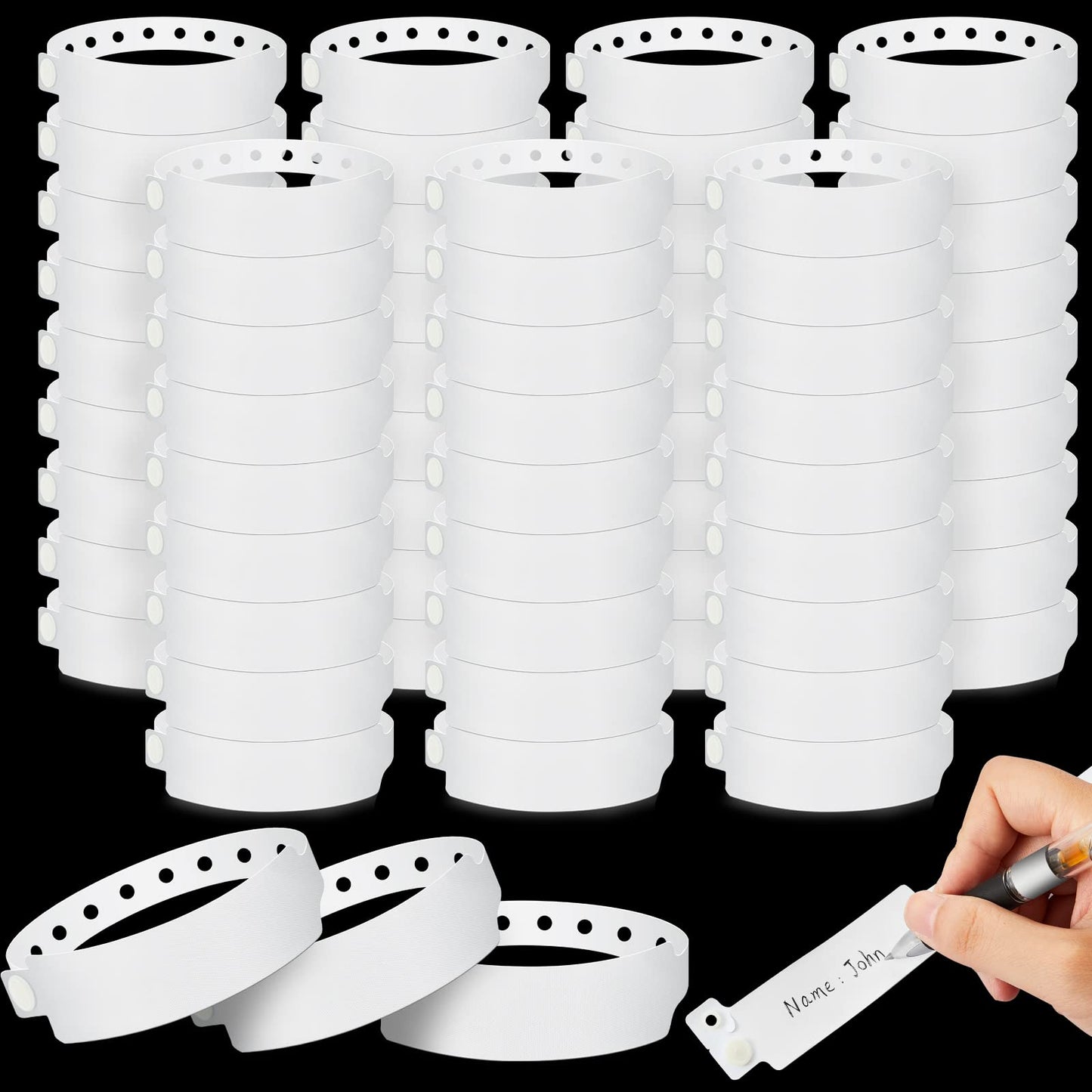 Henoyso 600 Pcs White Plastic Wristbands ID Bracelet Hospital Wristbands Bulk Vinyl Bracelet Waterproof for Medical Patient Hospital Events Party
