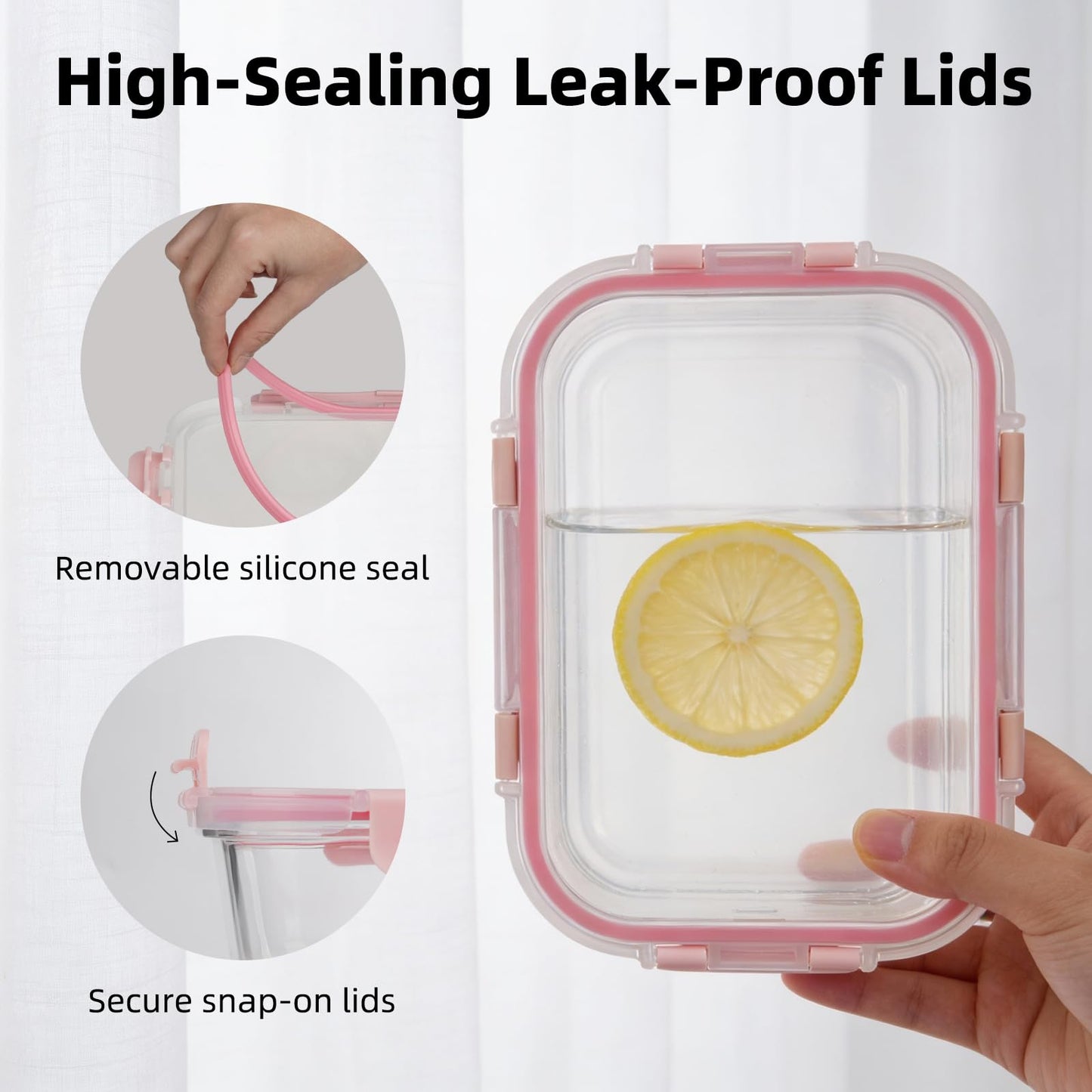 Konokyo Rectangular Glass Food Storage Containers with Lids, 12 Pack Airtight Leakproof Meal Prep Containers, BPA-Free, Microwave Oven Freezer & Dishwasher Safe, Assorted Sizes