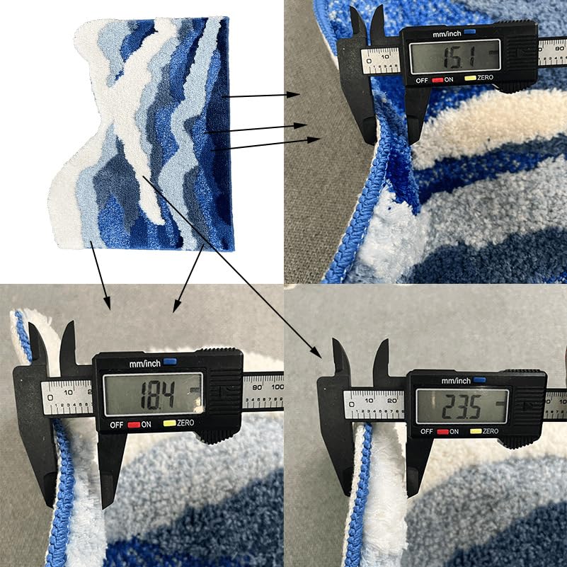 ZYLG Blue 3D Ocean Wave Bath Mat, Cute Funky Bathroom Rugs,for Coastal Beach Nautical Themed Decor, Non-Slip Washable Tufted Rug for Bedroom Kitchen Runner Rug (27.6 x 63 in)