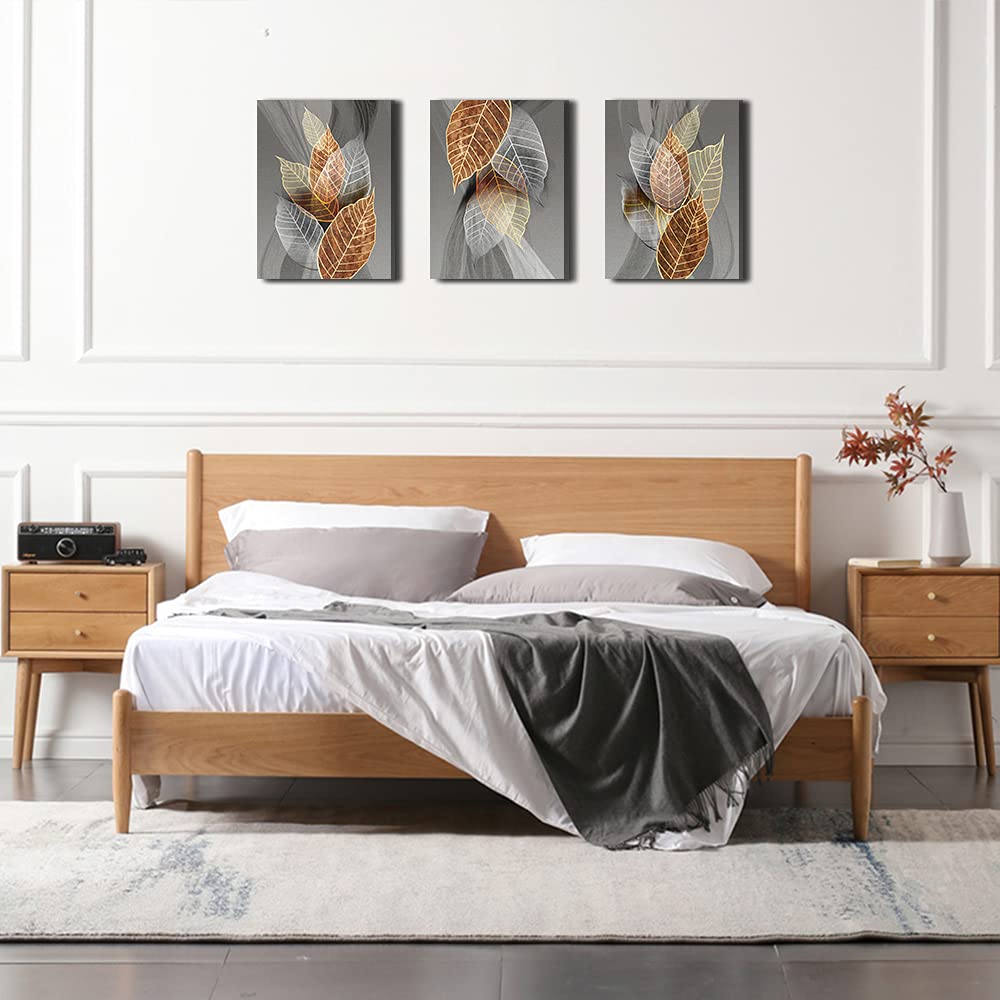 Canvas Wall Art For Living Room Family Wall Decorations For Kitchen Modern Bathroom Wall Decor Black Paintings Abstract Leaves Pictures Artwork Inspirational Canvas Art Bedroom Home Decor 3 Pieces