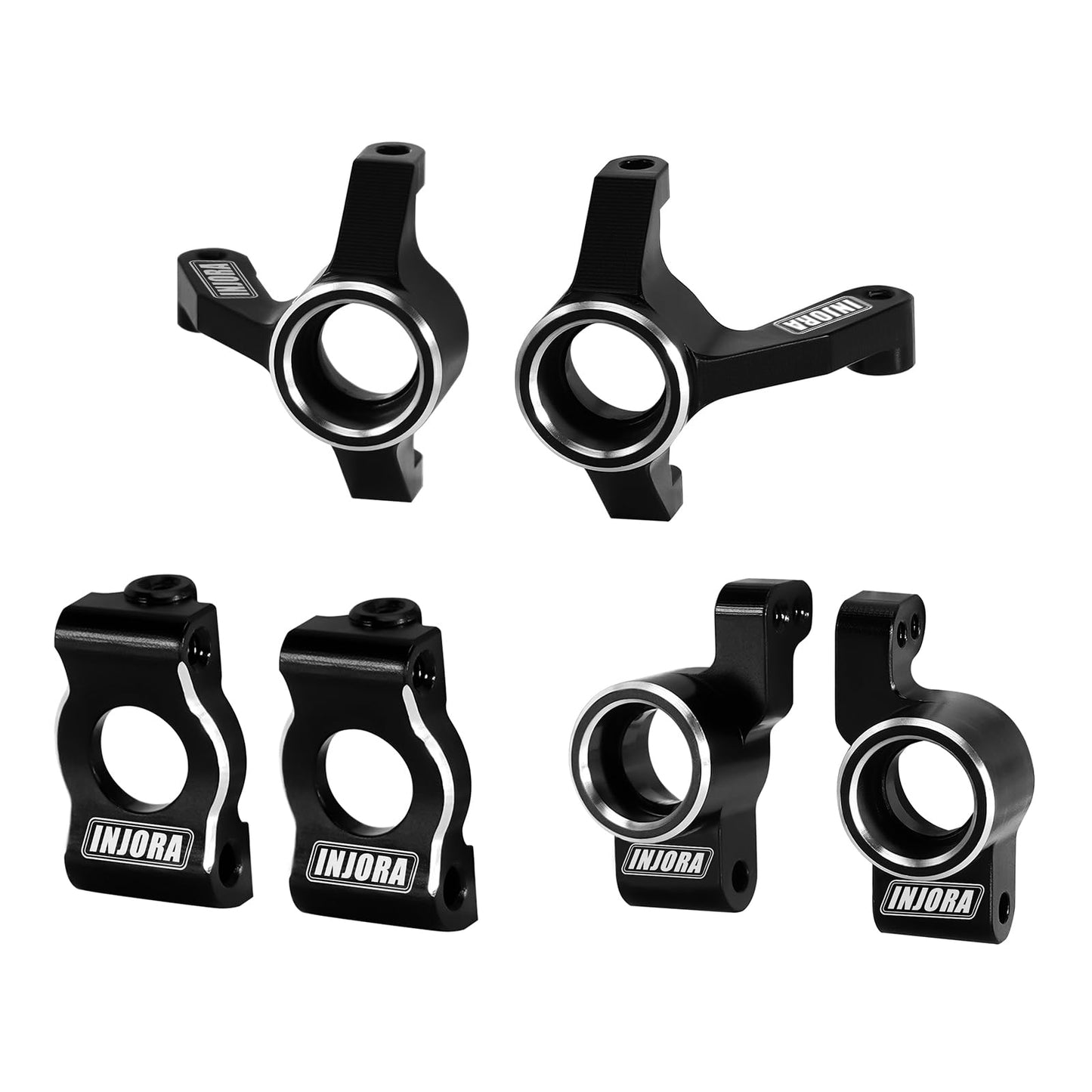 INJORA Aluminum Front Steering Knuckles, Caster Blocks C Hubs and Rear Hubs for 1/24 Buggy Losi Micro-B Upgrade