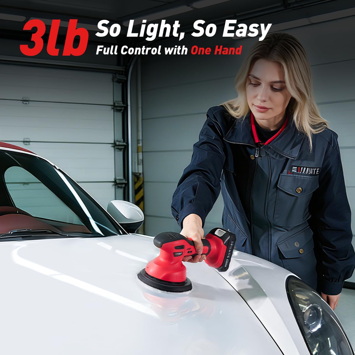 Avhrit Cordless Car Buffer Polisher kit w/ 2x2000mAh 21V Batteries, 6 Inch Car buffer Waxer Kit w/ 6 Variable Speed & Extra 10 PCS Attachments, Polisher for Car Detailing,Boat Sanding,Scratch Removing