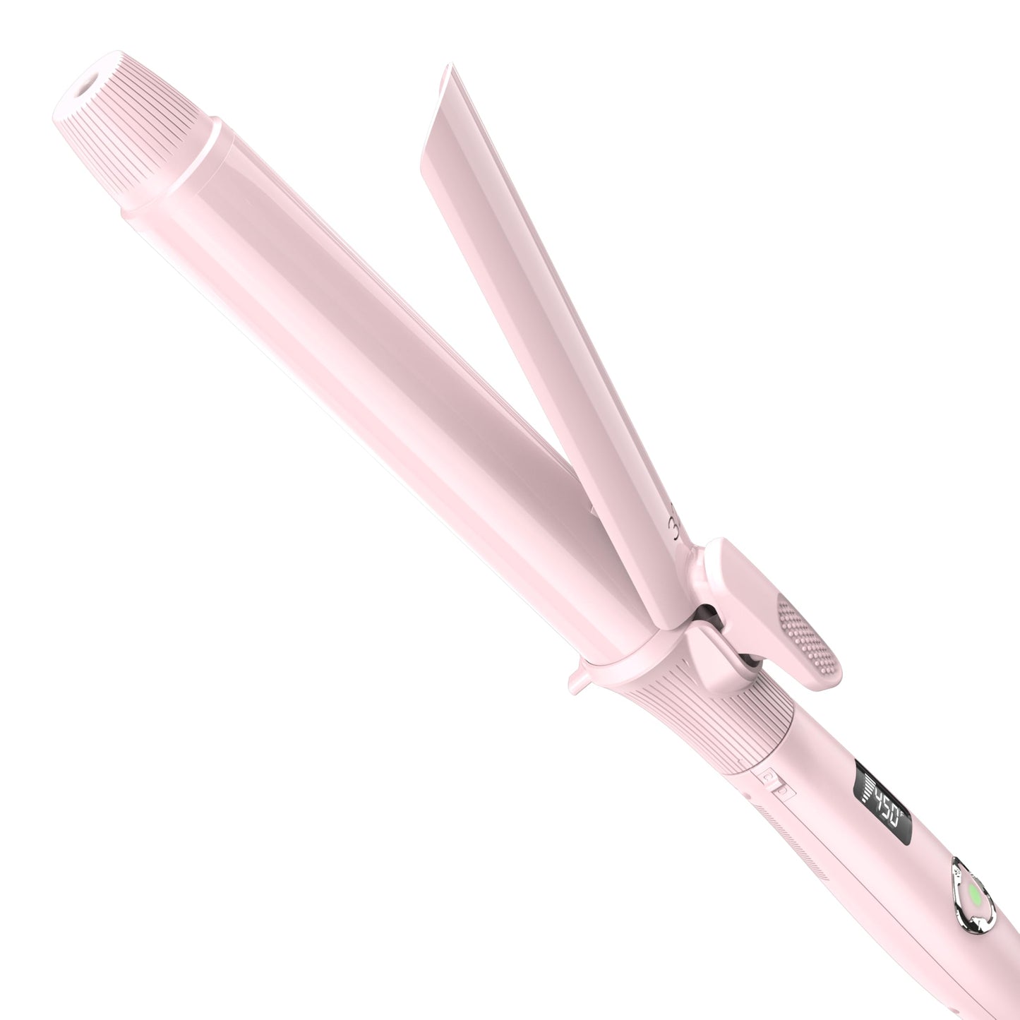 1 1/4 Inch Curling Iron with Clipped Tourmaline Ceramic Barrel Professional Hair Curler up to 450°F Dual Voltage for Traveling 60 Mins Auto Off Suit for Different Hairstyle (Pink, 1.25 Inch)