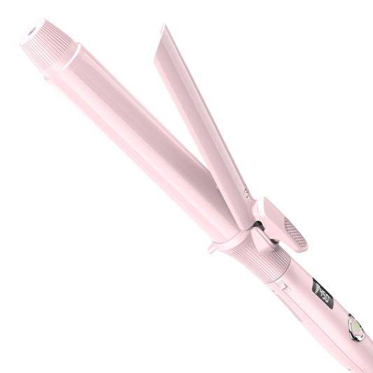 1 1/4 Inch Curling Iron with Clipped Tourmaline Ceramic Barrel Professional Hair Curler up to 450°F Dual Voltage for Traveling 60 Mins Auto Off Suit for Different Hairstyle (Pink, 1.25 Inch)