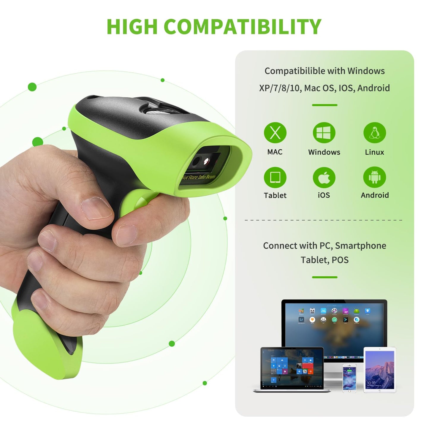 NetumScan Wireless QR Barcode Scanner, 3 in 1 Automatic Bluetooth 1D 2D Barcode Reader USB Image Code Scanner for Store, Warehouse POS, Computer, Tablet, iPad, iPhone, Android