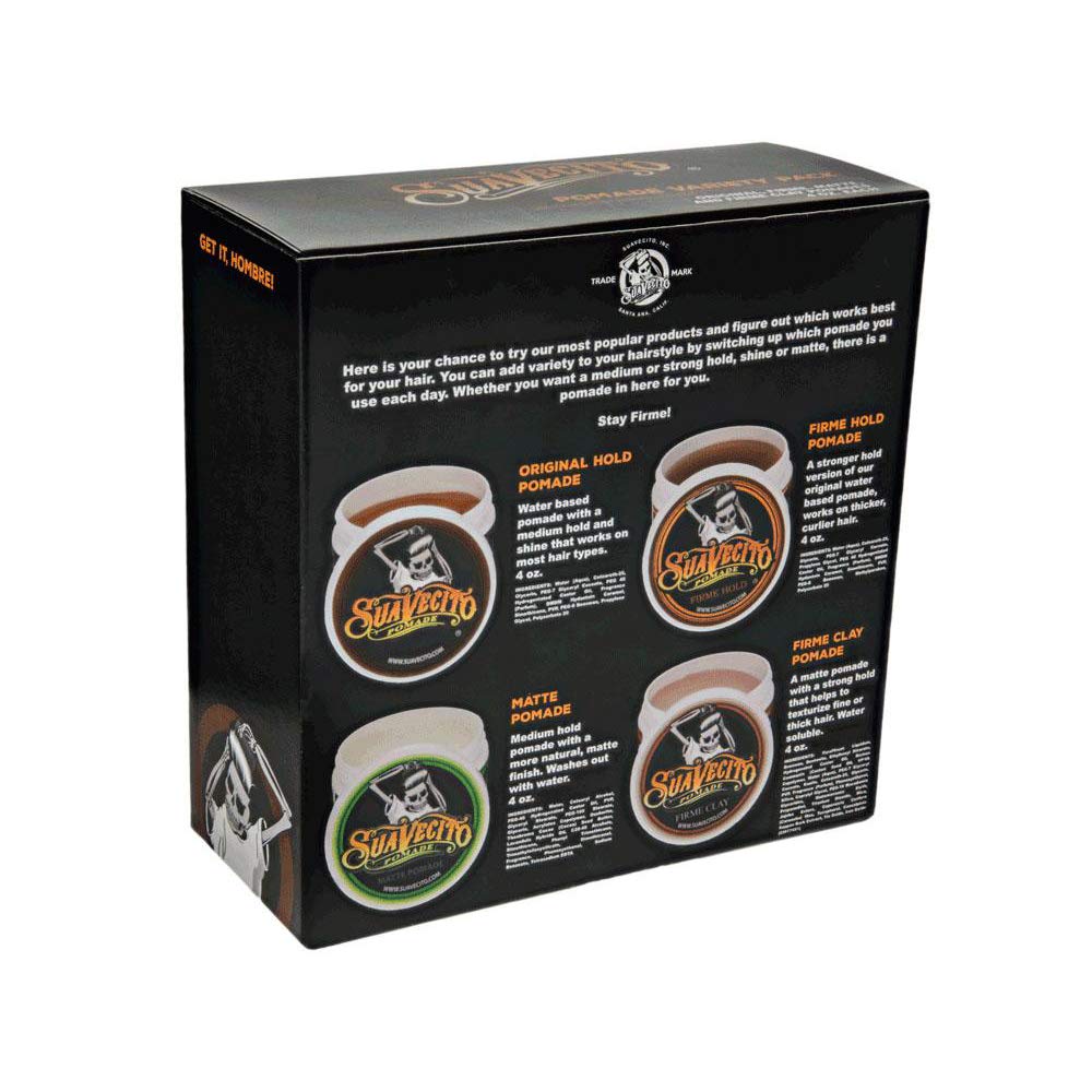 Suavecito Pomade Variety 4 Pack (OG, Firme (Strong), Matte, Clay Pomades) All Day Hold For All Hair Styles
