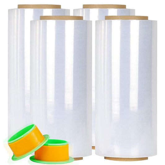 CHUANGSEED Stretch Film 12 in x 1000 ft Moving Wrapping Plastic Shrink Film Strength Stretch 80 Gauge Durable Industrial Strength,Clear,4 Pack