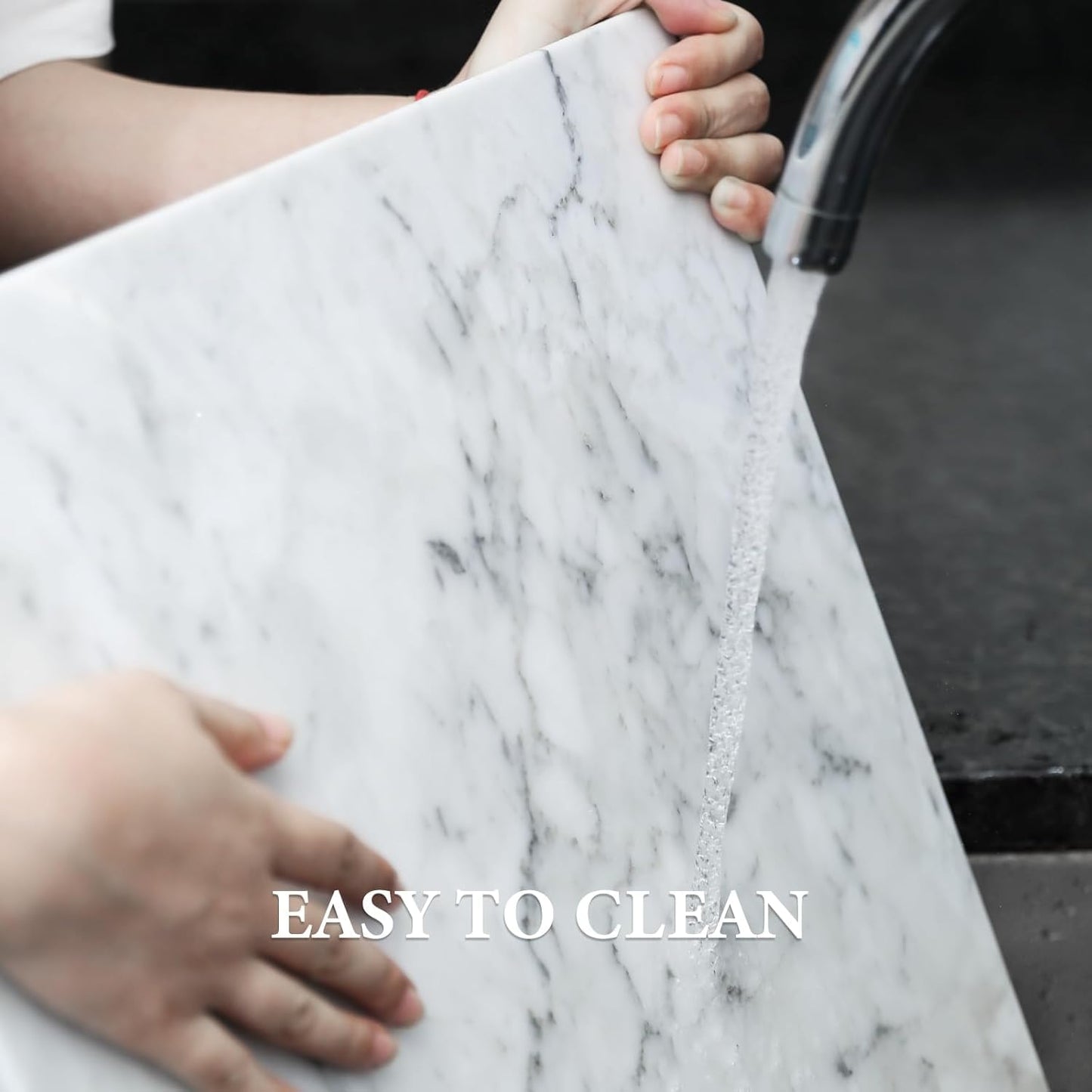 KC KULLICRAFT Marble Pastry & Cutting Board – 10x14 Inch Natural Stone Slab with Non-Slip Feet for Dough, Cheese, Baking, Serving, Charcuterie, Trivet – Easy to Clean Gift Tray.