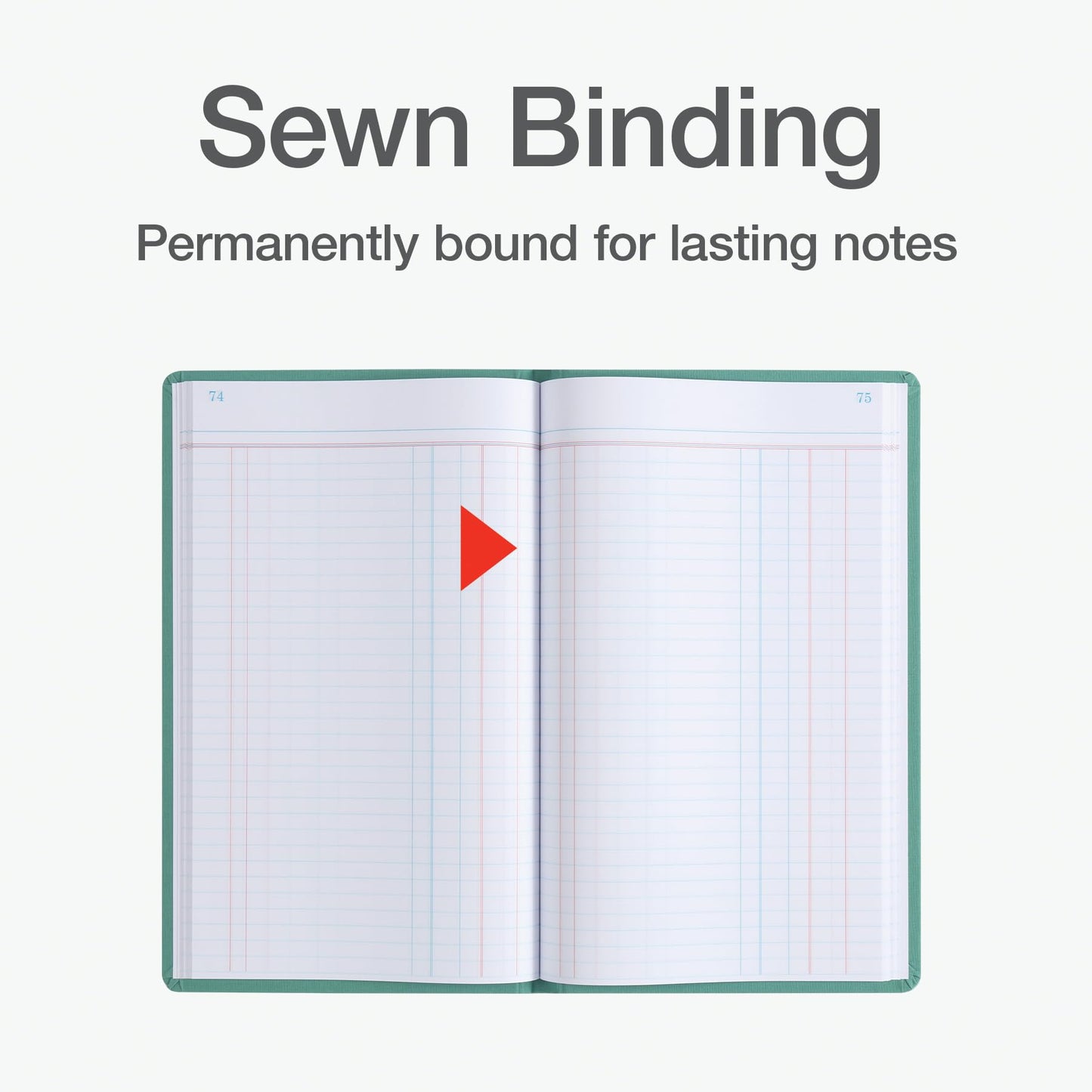 Boorum & Pease 66 Series Account Book, Journal Ruled, Green, 150 Pages, 12-1/8" x 7-5/8" (66-150-J) , Blue
