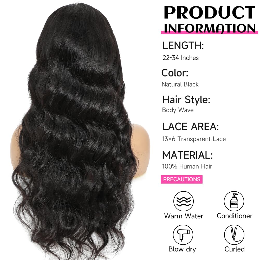 YUNXING 30 Inch 13x6 Body Wave Lace Front Wigs Human Hair Pre Plucked 200% Density HD Lace Frontal Wigs Human Hair For Women 10A Body Wave Glueless Wigs Human Hair With Baby Hair