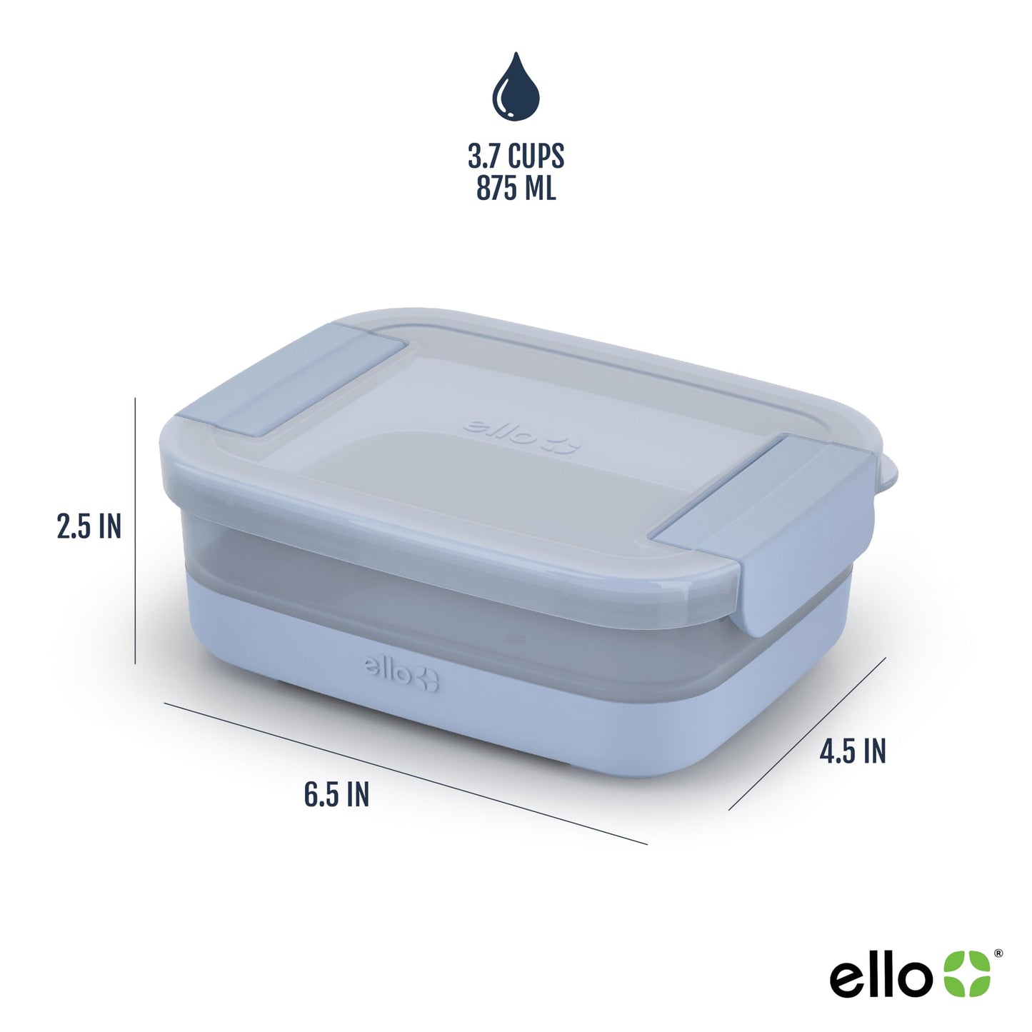 Ello Plastic 3.7 Cup Meal Prep Set 10 Pc, 5 Pack Set - BPA Free Plastic Food Storage Container with Silicone Boot and Airtight Lids, Dishwasher, Microwave, and Freezer Safe, Elderberry