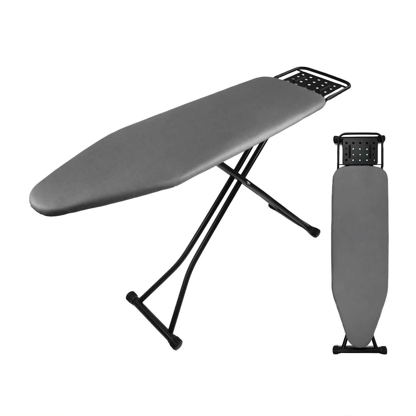 Ironing Board Full Size, Heat Resistant Cover Iron Board with Steam Rest, Ultra Thick Padding, Height Adjustable Heavy Sturdy Metal Frame Legs Ironing Stand,Non-Slip Foldable (54"x13", Square Rest)