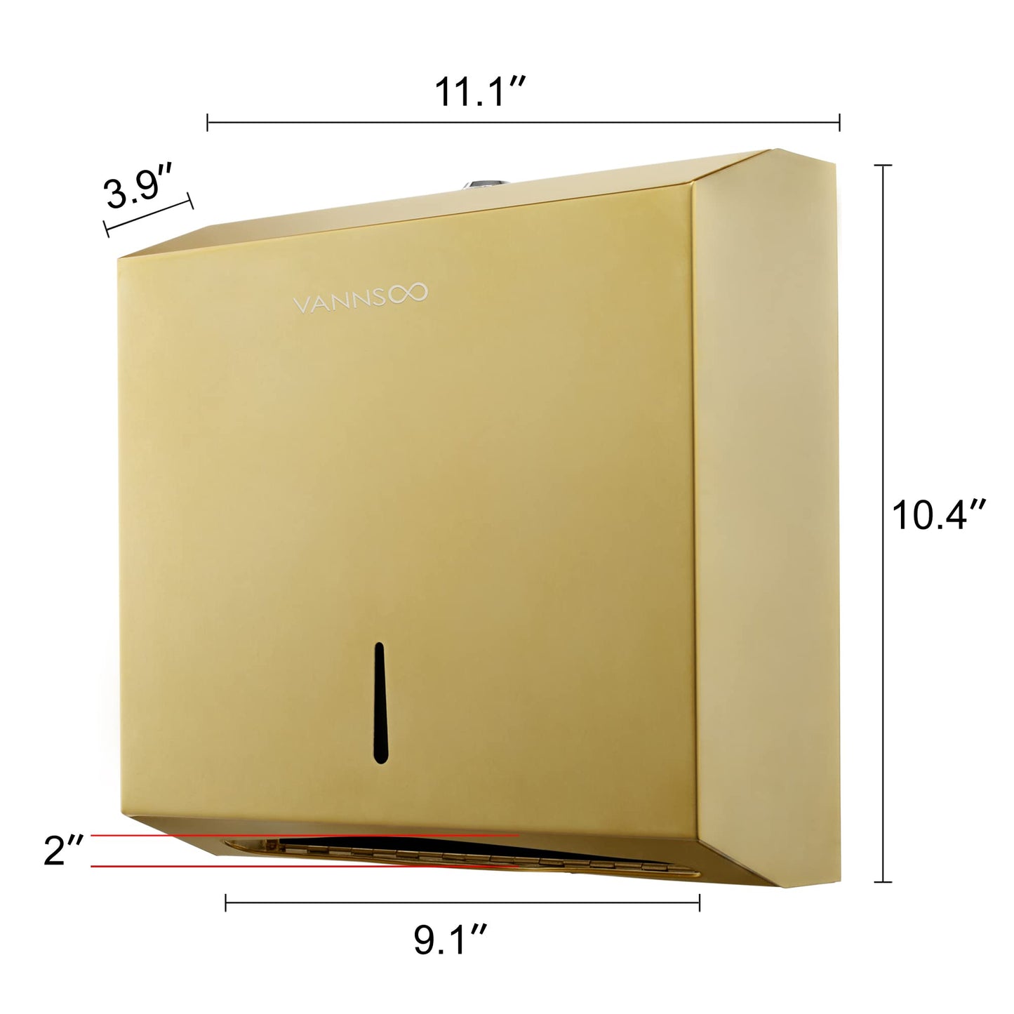 VANNSOO Commercial Paper Towel Dispenser Wall Mount, Tri-fold/Multi-fold/C-Fold Stainless Steel Paper Towel Holder Hand Towel Dispenser with Key (Gold)
