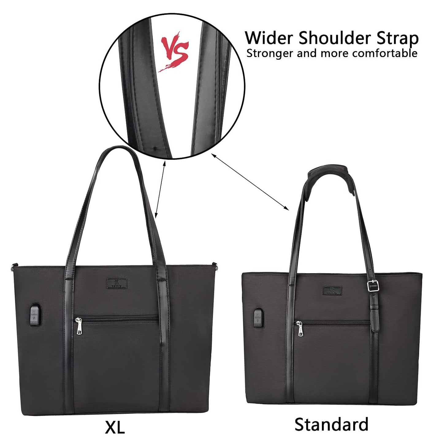 Laptop Tote Bag for Women 17.3 Inch Laptop Bag Large Teacher Tote Bag Waterproof Nylon Work Bag with USB Computer Tote Bag Large Laptop Bag for Women Handbag Satchel Shoulder Bag
