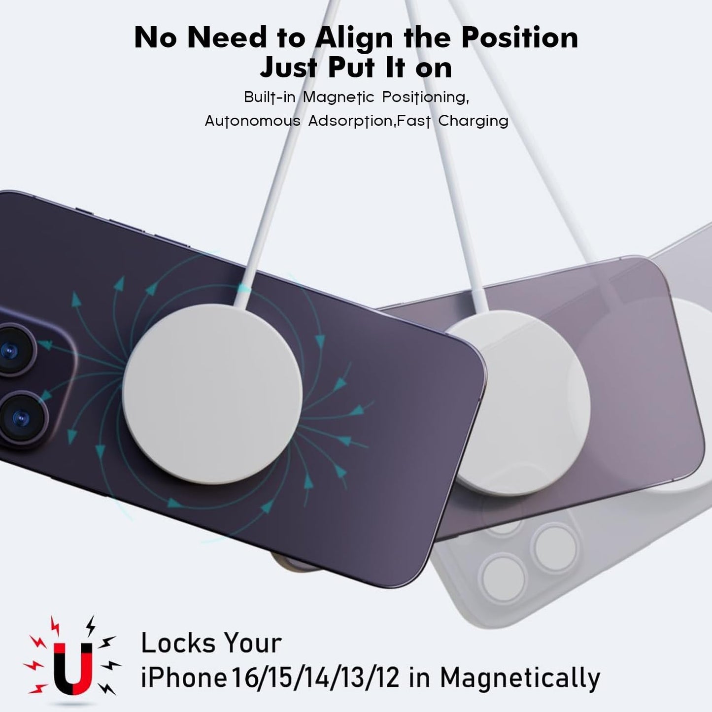 Magnetic Wireless Charger Fast Apple Mag-Safe Charger for iPhone 16 Pro Max/16 Pro/iPhone 15Pro Max/15 Plus/14/13/12/AirPods 3/2/Pro/Pro 2 Magnet Charging Pad Mag Safe Charger with Dual Charging Ports