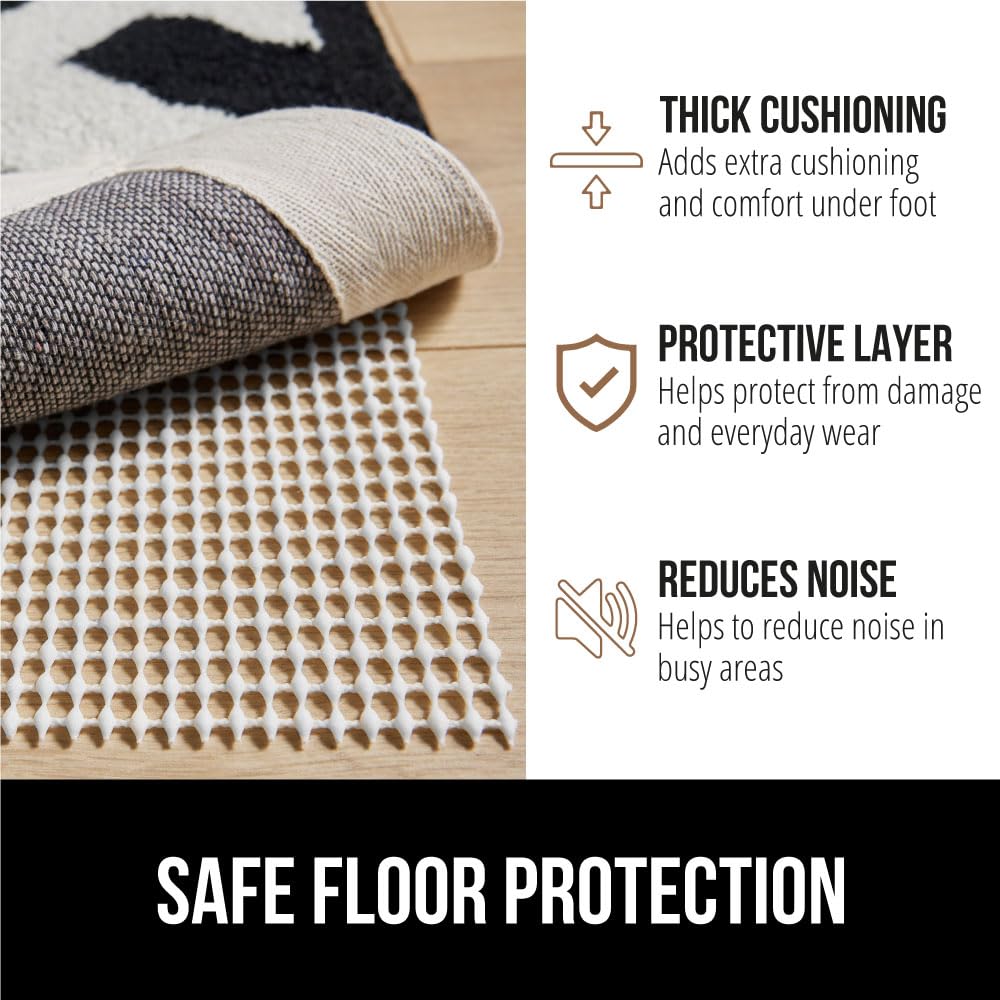 GORILLA GRIP Strong Rug Pad Gripper, 9x12 FT, US Designed, Grips Keep Area Rugs Safe and in Place, Thick, Slip and Skid Resistant Pads for Hard Floors, Under Carpet Mat Cushion and Hardwood Protection