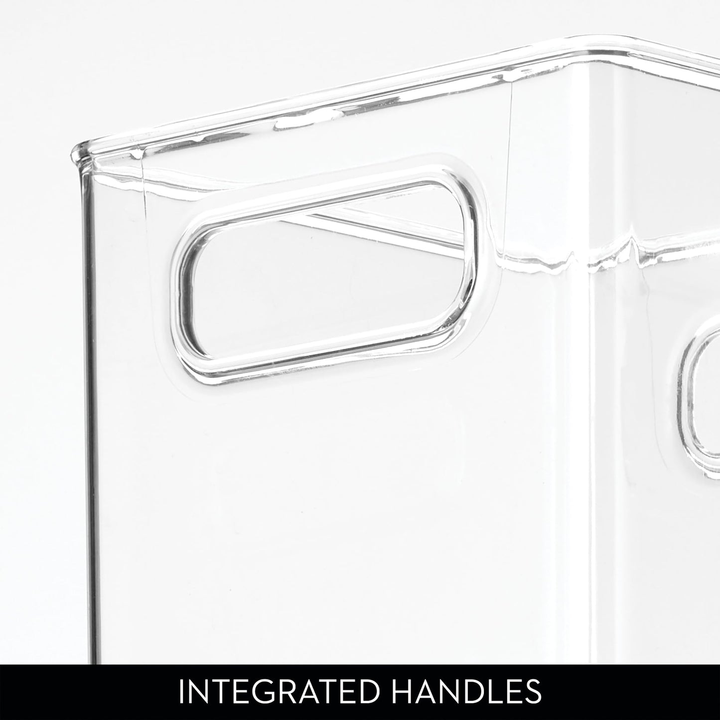 iDesign Storage Bin with Handles - Cube Organizer Bin for Pantry, Set of 4, Clear, Made in USA