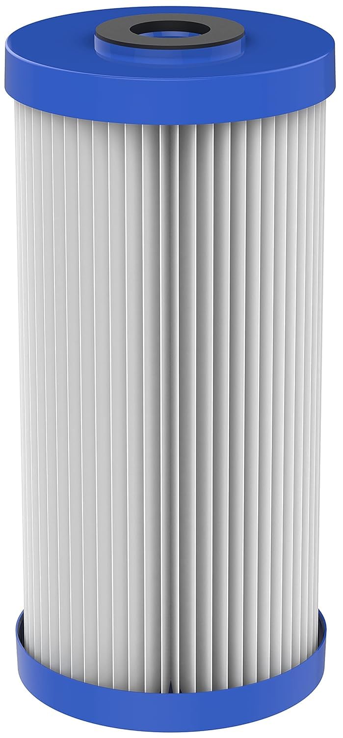 Pentair Pentek R50-BB Big Blue Pleated Polyester Sediment Water Filter, 10" x 4.5", 50 Micron, Whole House Reusable Cartridge, Pack of 2