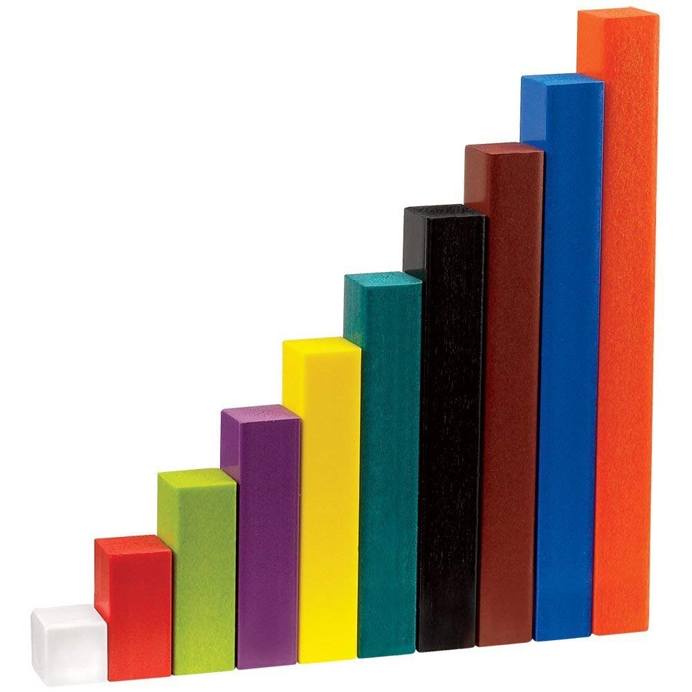hand2mind Wooden Cuisenaire Rods with Trays, Math Manipulatives, Montessori Math Rods, Math Counters, Math Blocks, Counting Blocks, Montessori Math, Fraction Bars, Number Rods (Set of 6)